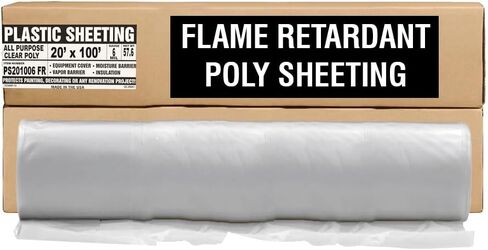 Aluf Plastics 6 MIL Thick Extra Strong Heavy Duty Clear All Purpose Vapor and Moisture Barrier Sheet Tarp/Drop Cloth - 10' x 25' - for Painting, Furniture, Carpet, Contractor, & Construction in Kuwait