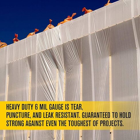 Aluf Plastics 6 MIL Thick Extra Strong Heavy Duty Clear All Purpose Vapor and Moisture Barrier Sheet Tarp/Drop Cloth - 10' x 25' - for Painting, Furniture, Carpet, Contractor, & Construction in Kuwait