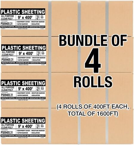 Aluf Plastics 6 MIL Thick Extra Strong Heavy Duty Clear All Purpose Vapor and Moisture Barrier Sheet Tarp/Drop Cloth - 10' x 25' - for Painting, Furniture, Carpet, Contractor, & Construction in Kuwait