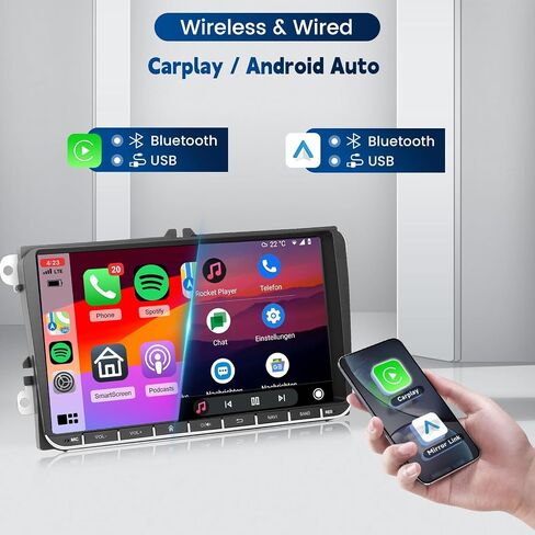 8 Core 4G+64G CAR RADIO لـ VW PASSAT JETTA TIGUAN GOLF MK5 MK6 T5 EOS POLO مع CARPLAY اللاسلكي Android Auto ، 9 بوصة 1280 * 720P IPS شاشة تعمل باللمس in Saudi Arabia