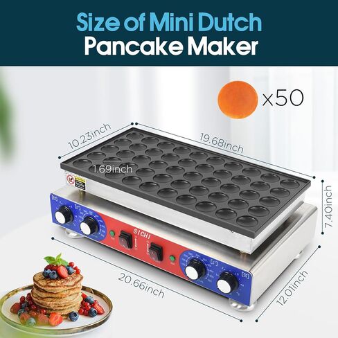 SICHI Mini Pancake Maker Machine with 550℉Heating and Timer Control, 25PCS Electric Commercial Dutch Pancake Baker with Nonstick,110V Dutch Pancake Cooker for Restaurant and Kitchen,Dessert Breakfast in Saudi Arabia