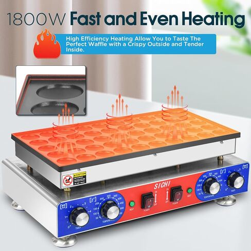 SICHI Mini Pancake Maker Machine with 550℉Heating and Timer Control, 25PCS Electric Commercial Dutch Pancake Baker with Nonstick,110V Dutch Pancake Cooker for Restaurant and Kitchen,Dessert Breakfast in Saudi Arabia