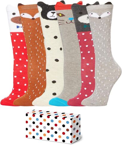 TRENSOM Funny Animal Socks for Girls - Cute Cat Panda Chicken Socks for Kids 6 Pack, Funny Crazy Girl Gifts in Saudi Arabia