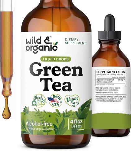 Green Tea Extract Drops - Organic Green Tea Liquid Supplement - Camellia Sinensis Tincture - Vegan, Alcohol Free - 2 fl oz in Kuwait