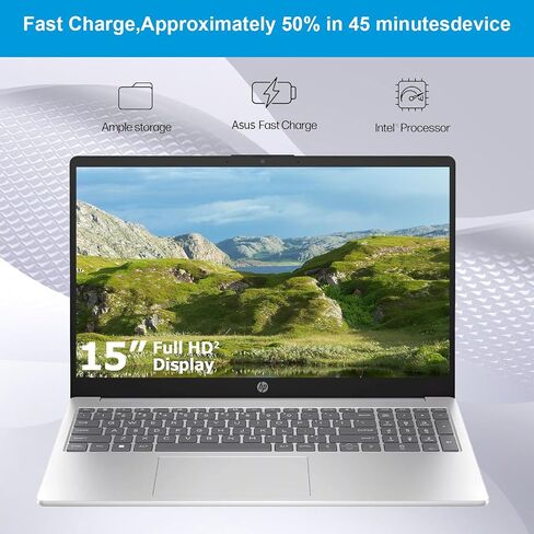 HP LAPTOP ، 15.6 "HD Display Business Business Captops ، Intel Core I5-1334U ، 32GB RAM ، 2TB SSD ، Iris XE Graphics ، WiFi 6 ، Bluetooth ، Fast Charge ، Win 11 Pro ، Silver in Kuwait