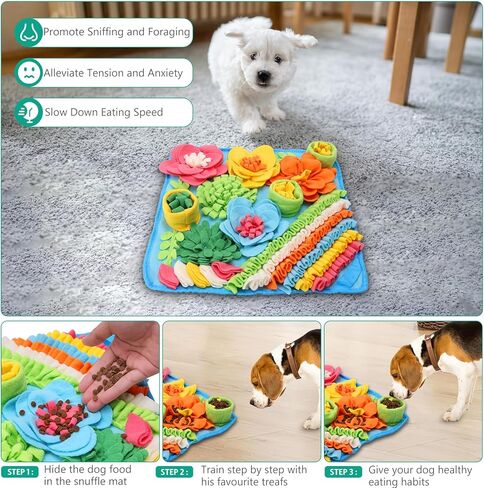 ORIA Snuffle Mat for Dogs, Interactive Sniff Mat for Boredom, Slow Eating, Keep Busy, Encourages Natural Foraging Skills, Dog Puzzle Toys for Dogs Cats Rabbits, 15x15 inch in Kuwait