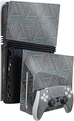 Skin Compatible with PlayStation 5 Pro Bundle + Disc Drive for PS5 - Cabin Stripes - Premium 3M Vinyl Protective Wrap Decal Cover - Easy to Apply | Crafted in The USA by MightySkins in Saudi Arabia