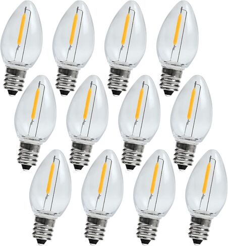 Night Light Bulb – C7 E12 LED Bulbs – Candelabra, 0.6 Watt Equivalent 7W Incandescent Bulb, Warm White 2700K, Window Candles & Chandeliers Replacement Bulb, 6 Pack in Kuwait
