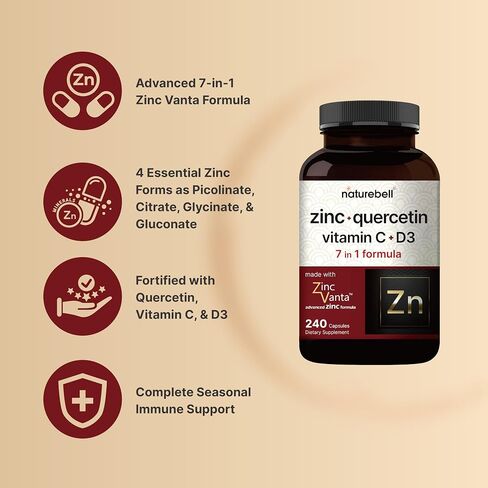 Sambucus Elderberry Capsules, 5000mg Herbal Equivalent, with Quercetin 500mg, Zinc and Vitamin C, 200 Capsules, 4 in 1 Formula, Support Immune System, Premium Elderberry Zinc Quercetin Supplements in Saudi Arabia