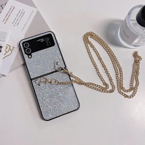 Omorro Compatible with Galaxy Z Flip 5 Case with Strap Lanyard, Luxury Glitter Bling Case with Crossbody Wrist Strap for Women Cell Phone Case in Saudi Arabia