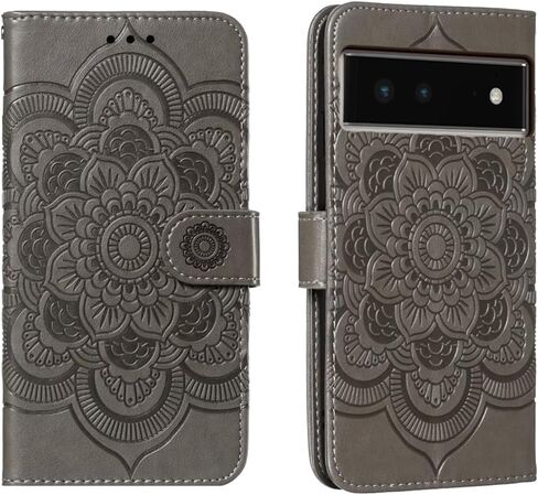 for Google Pixel 6 (2021) Case Wallet with Card Holder Kickstand Magnetic Soft Leather Flip Fold Case for Google Pixel 6 Cover (Gray) in Kuwait