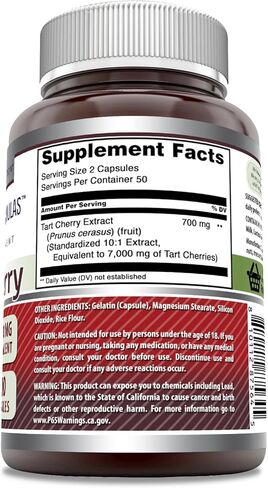 Amazing Formulas Tart Cherry Extract 7000mg Per Serving 200 Capsules Supplement | Non-GMO | Gluten Free | Made in USA in Kuwait