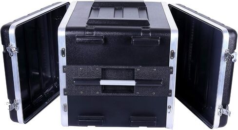 Crossrock Stackable 2U Rack Case, Shallow 14.25" Depth, Polyethylene Hard-shell Construction with Heavy Duty Hardware-Black(CRA9602US) in Kuwait