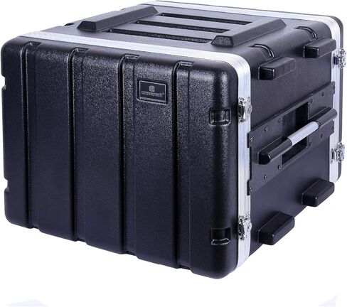 Crossrock Stackable 2U Rack Case, Shallow 14.25" Depth, Polyethylene Hard-shell Construction with Heavy Duty Hardware-Black(CRA9602US) in Kuwait