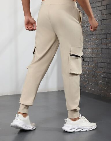 EDITCOZY Men's Cargo Pants Hiking Pants Slim Fit Stretch Lightweight Casual Gym Workout Sweatpants with Pockets in Kuwait