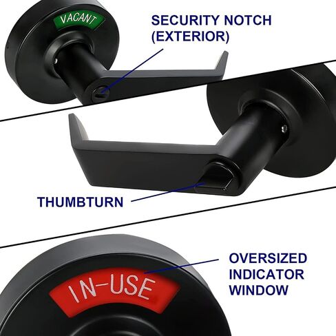 MuteX Extra Large Bathroom Privacy Lever Lock with Large Inuse or Vacant Indicator for Men Women Restroom, ANSI Grade2 Commercial Grade, Perfect for Professional Office Buildings in Kuwait
