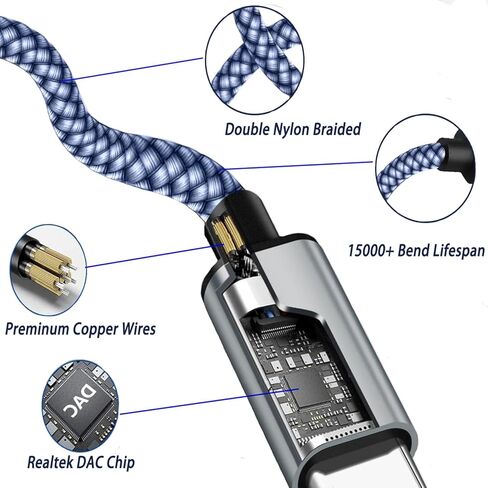 كابل USB C Aux وشحن، 2 في 1 نوع USB-C إلى سلك مقبس صوت 3.5 مم مع محول USB ممتد ذكر متوافق مع iPhone16/16 Plus/ 15/15Pro، وGalaxy S24 Ultra/S24، وHuawei إلى ستيريو السيارة in Kuwait