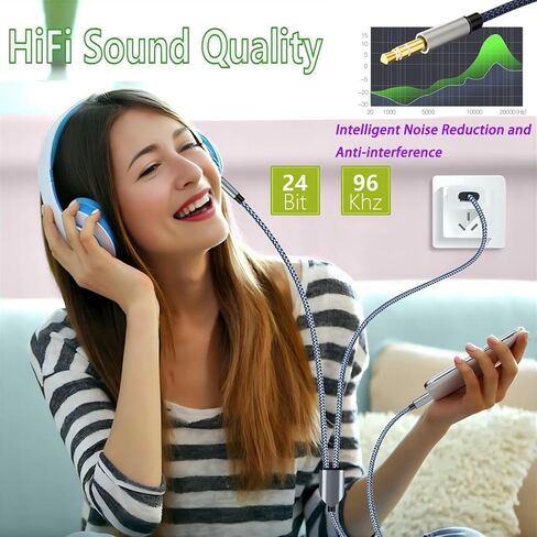 كابل USB C Aux وشحن، 2 في 1 نوع USB-C إلى سلك مقبس صوت 3.5 مم مع محول USB ممتد ذكر متوافق مع iPhone16/16 Plus/ 15/15Pro، وGalaxy S24 Ultra/S24، وHuawei إلى ستيريو السيارة in Kuwait