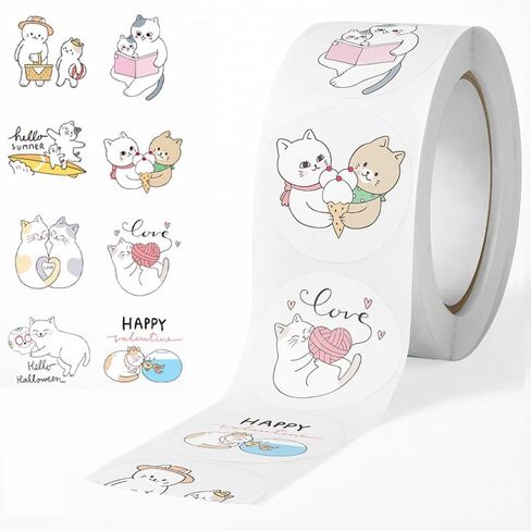 500 Pcs Waterproof Vinyl Stickers for Kids & Teens Reusable Cute Cat Decals for Hydro Flask, Water Bottles, Laptop, Phone, Skateboard Aesthetic Sticker Pack for Girls, Easy Peel Stick in Saudi Arabia