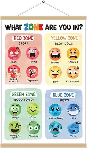 5M BOX Zones of Regulation Poster, What Zone Are You In Poster 16x24 for Feelings Chart; Emotion Chart, Mental Health, Back to School Classroom; School Counselor, Therapy Office Decor (Style 1) in Saudi Arabia