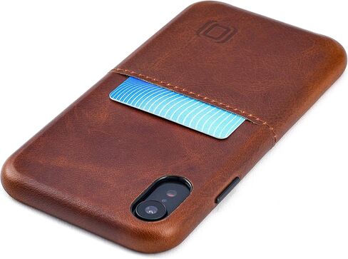 Dockem M1 Card Case for iPhone XR (6.1"): Slim Genuine Leather Wallet Case with Built-in Metal Plate for Magnetic Mounting and Lay-Flat Card Slot: Virtuosa [Brown] in Saudi Arabia