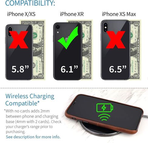 Dockem M1 Card Case for iPhone XR (6.1"): Slim Genuine Leather Wallet Case with Built-in Metal Plate for Magnetic Mounting and Lay-Flat Card Slot: Virtuosa [Brown] in Saudi Arabia