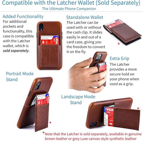 Dockem M1 Card Case for iPhone XR (6.1"): Slim Genuine Leather Wallet Case with Built-in Metal Plate for Magnetic Mounting and Lay-Flat Card Slot: Virtuosa [Brown] in Saudi Arabia