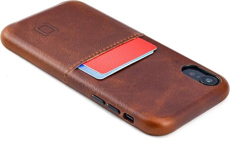 Dockem M1 Card Case for iPhone XR (6.1"): Slim Genuine Leather Wallet Case with Built-in Metal Plate for Magnetic Mounting and Lay-Flat Card Slot: Virtuosa [Brown] in Saudi Arabia