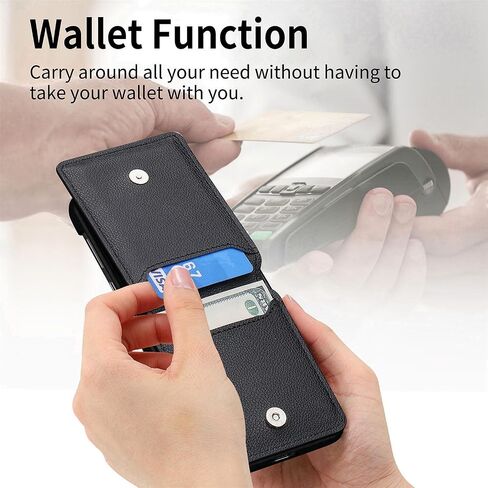 ل Motorola Razr 2025/2024 محفظة Case مع حامل البطاقة والخاتم ، Pu Leather Swateproof Prochoved Flip Kickstand Case لـ Moto Razr 50 / Moto Razr 60 ، LZQB Black in Kuwait