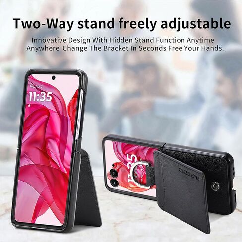 for Motorola Razr 2025/2024 Case Wallet with Card Holder & Ring, PU Leather Shockproof Protective Cover Flip Kickstand Phone Case for Moto Razr 50 / Moto Razr 60, LZQB Black in Kuwait