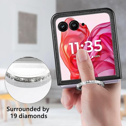 for Motorola Razr 2025/2024 Case Wallet with Card Holder & Ring, PU Leather Shockproof Protective Cover Flip Kickstand Phone Case for Moto Razr 50 / Moto Razr 60, LZQB Black in Kuwait