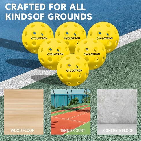 6-Pack Premium Pickleball Balls, 40 Holes Outdoor Pickle Balls with Bag, USAPA Approved Pickle Ball for Tournament Play Advanced Aerodynamics in Saudi Arabia