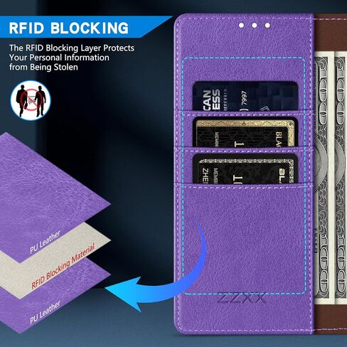ZZXX for iPhone 16 Wallet Case with [RFID Blocking] Card Slot Kickstand Magnetic Closure Leather Flip Fold Protective Phone Case for iPhone 16 Case Wallet(Blue-6.1 inch) in Kuwait