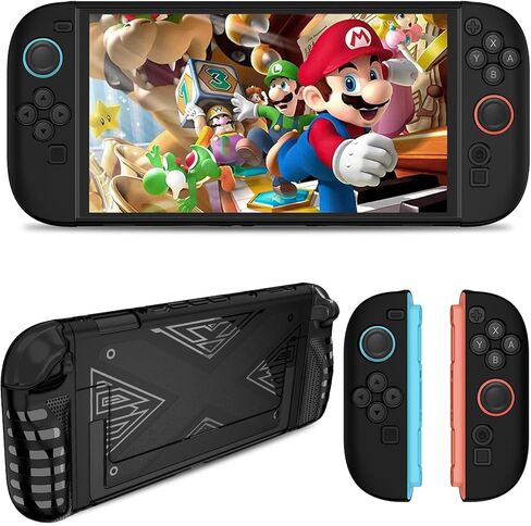RAIALL Case for Nintendo Switch 2 Game Console (2025), TPU Grip Protective Cover for Nintendo Switch 2nd Generation Console and Joy-Con Controller Accessories, Black in Saudi Arabia