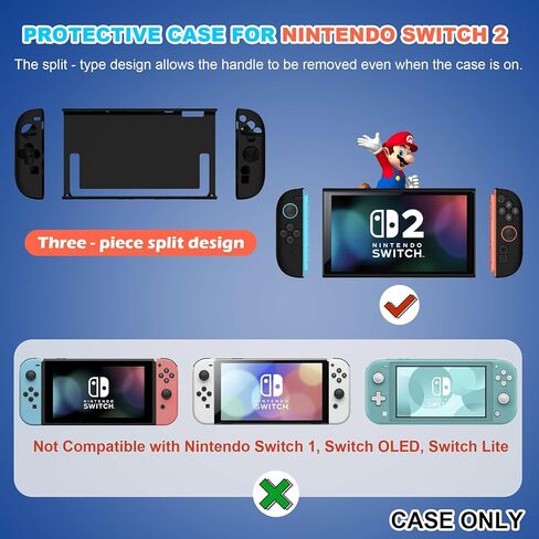 RAIALL Case for Nintendo Switch 2 Game Console (2025), TPU Grip Protective Cover for Nintendo Switch 2nd Generation Console and Joy-Con Controller Accessories, Black in Saudi Arabia