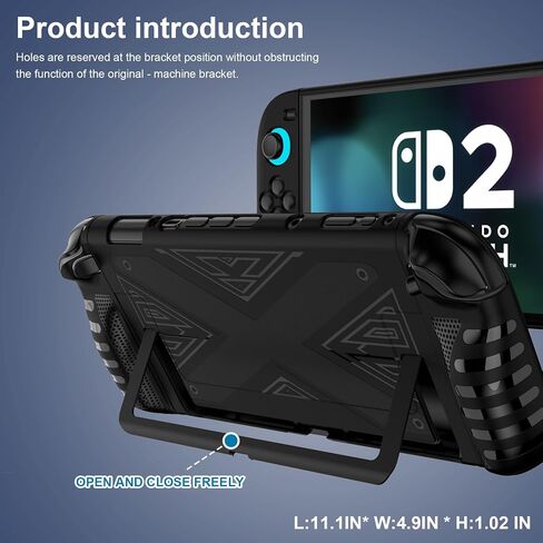 RAIALL Case for Nintendo Switch 2 Game Console (2025), TPU Grip Protective Cover for Nintendo Switch 2nd Generation Console and Joy-Con Controller Accessories, Black in Saudi Arabia