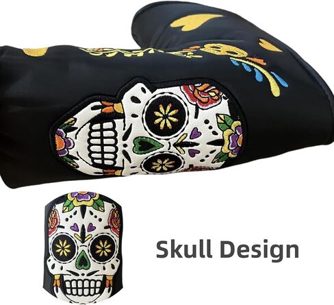 Funny Blade Putter Cover,Premium PU Leather Golf Putter Head Cover with Magnetic Closure and Skull Design, Golf Blade Putter Headcover Protects Your Club in Kuwait