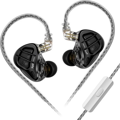 KZ ZAR in-Ear Monitor Headphones,1DD+7BA Hybrid Technology Driver IEM Wired Earbuds Headphone with Silver-Plated Cable for Audiophile Musician (KZ ZAR-Black, No Mic)…… in Kuwait