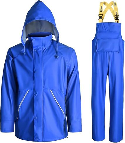 FWG Men's Workwear PRO Rain Suit - Ultimate Safety & Comfort | Waterproof, Durable PU Jacket & Bib Pants Set. in Kuwait