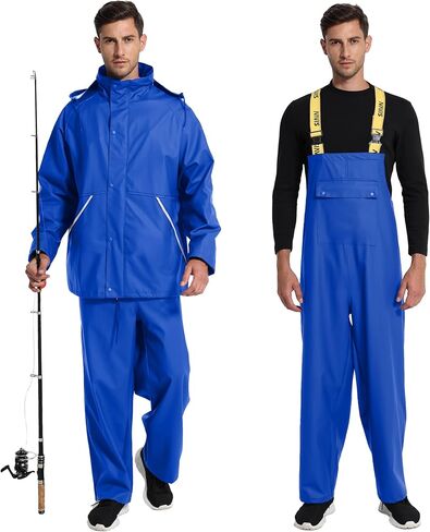 FWG Men's Workwear PRO Rain Suit - Ultimate Safety & Comfort | Waterproof, Durable PU Jacket & Bib Pants Set. in Kuwait