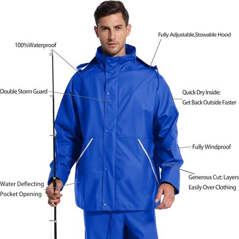 FWG Men's Workwear PRO Rain Suit - Ultimate Safety & Comfort | Waterproof, Durable PU Jacket & Bib Pants Set. in Kuwait