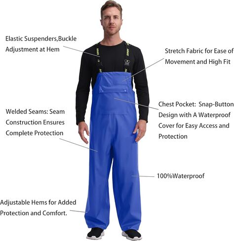 FWG Men's Workwear PRO Rain Suit - Ultimate Safety & Comfort | Waterproof, Durable PU Jacket & Bib Pants Set. in Kuwait