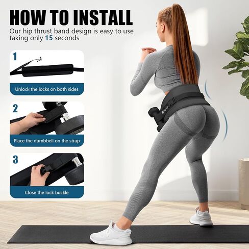 Exercise Hip Thrust Belt - Dumbbell Hip Thrust Belt, Thicken & Widen, Comfortable for Dumbbells, Kettlebells or Plates, Slip Padding, Gym or Home Workouts (Pink) in Kuwait