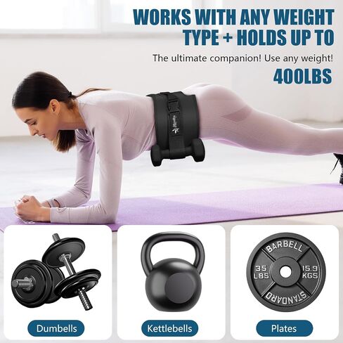 Exercise Hip Thrust Belt - Dumbbell Hip Thrust Belt, Thicken & Widen, Comfortable for Dumbbells, Kettlebells or Plates, Slip Padding, Gym or Home Workouts (Pink) in Kuwait