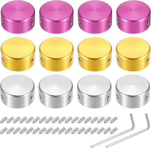MECCANIXITY 12 Pcs Footswitch Toppers Guitar Pedal Button Caps Metal Footswitch Top Cover 3/8" Multi-Color for Guitar Effects Pedal Buttons, Red, Gold, Black in Kuwait