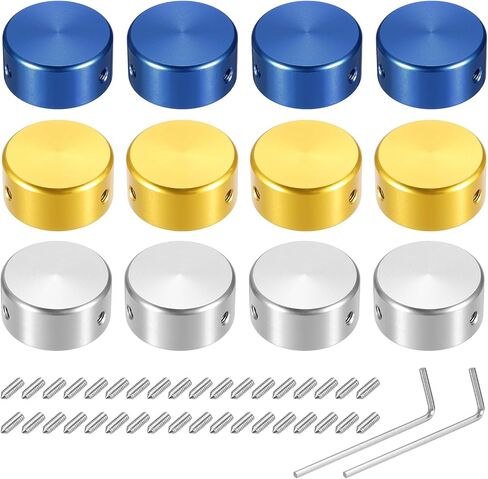 MECCANIXITY 12 Pcs Footswitch Toppers Guitar Pedal Button Caps Metal Footswitch Top Cover 3/8" Multi-Color for Guitar Effects Pedal Buttons, Red, Gold, Black in Kuwait