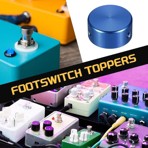 MECCANIXITY 12 Pcs Footswitch Toppers Guitar Pedal Button Caps Metal Footswitch Top Cover 3/8" Multi-Color for Guitar Effects Pedal Buttons, Red, Gold, Black in Kuwait