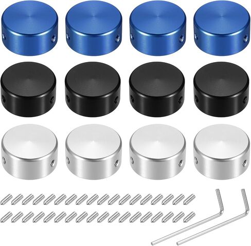MECCANIXITY 12 Pcs Footswitch Toppers Guitar Pedal Button Caps Metal Footswitch Top Cover 3/8" Multi-Color for Guitar Effects Pedal Buttons, Red, Gold, Black in Kuwait