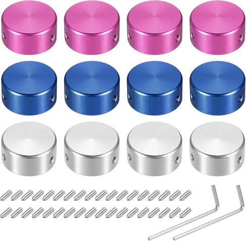 MECCANIXITY 12 Pcs Footswitch Toppers Guitar Pedal Button Caps Metal Footswitch Top Cover 3/8" Multi-Color for Guitar Effects Pedal Buttons, Red, Gold, Black in Kuwait