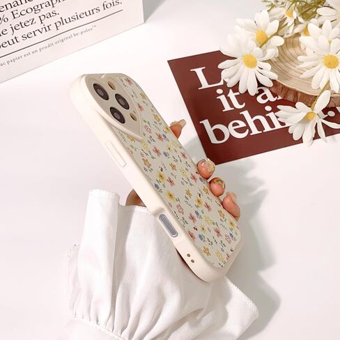 Compatible for iPhone 16 Pro Case Cute Flower Floral Leaf with Love Lens Bumper Protector for Girls Women Soft TPU Shockproof Protective Girly for iPhone 16 Pro-Color Flower in Kuwait